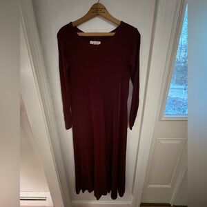 FLAX By Jeanne Engelhart size small. Dark red, long sleeves, mid length, stretch